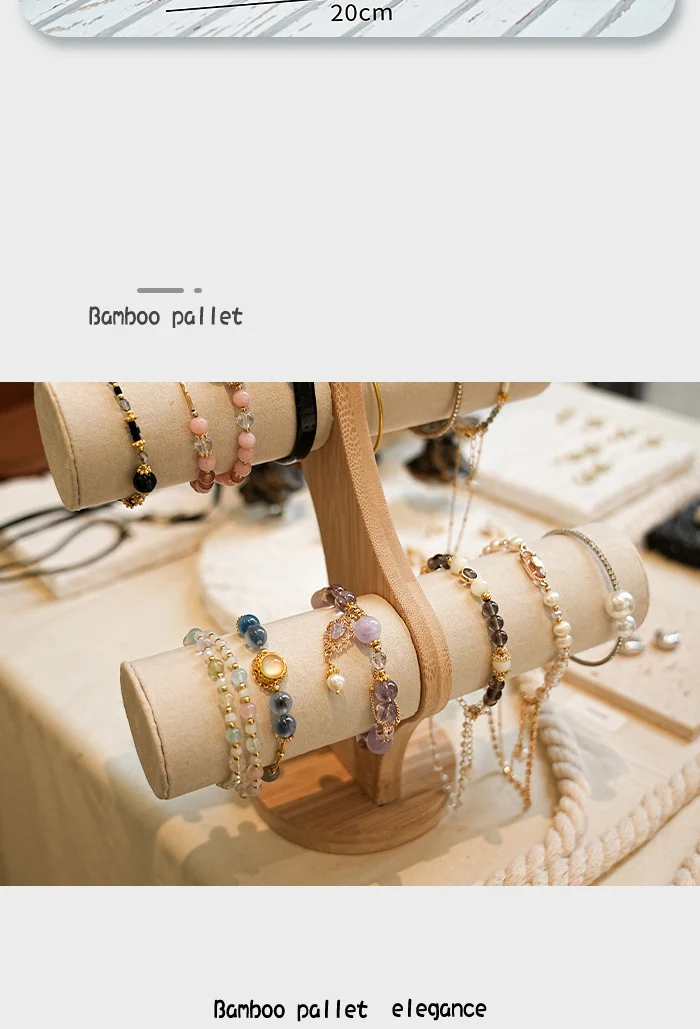 Double Layer Rack Organizer Wood Jewelry Bracelet Storage Display Chain Watch Hard Stand Holder Woman Assemble