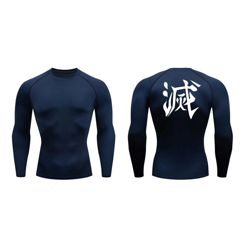 Demon Slayer Print Compression Shirts for Men Gym Workout Fitness Undershirts Short Sleeve Quick Dry Athletic Tees T-Shirt Tops