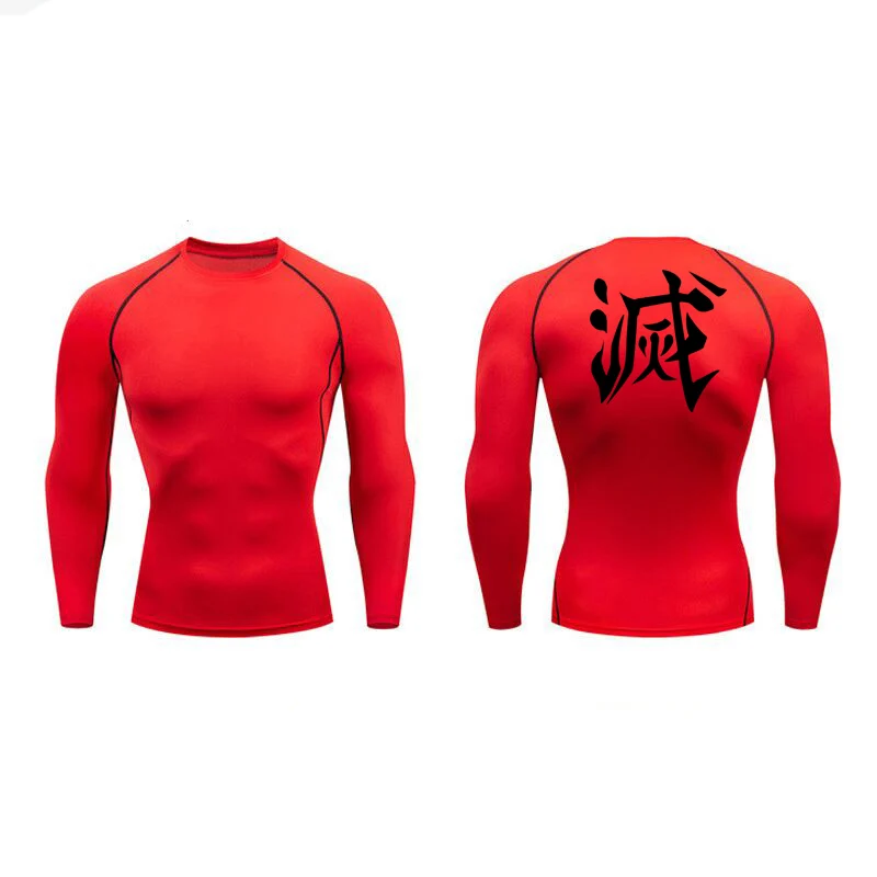 Demon Slayer Print Compression Shirts for Men Gym Workout Fitness Undershirts Short Sleeve Quick Dry Athletic Tees T-Shirt Tops