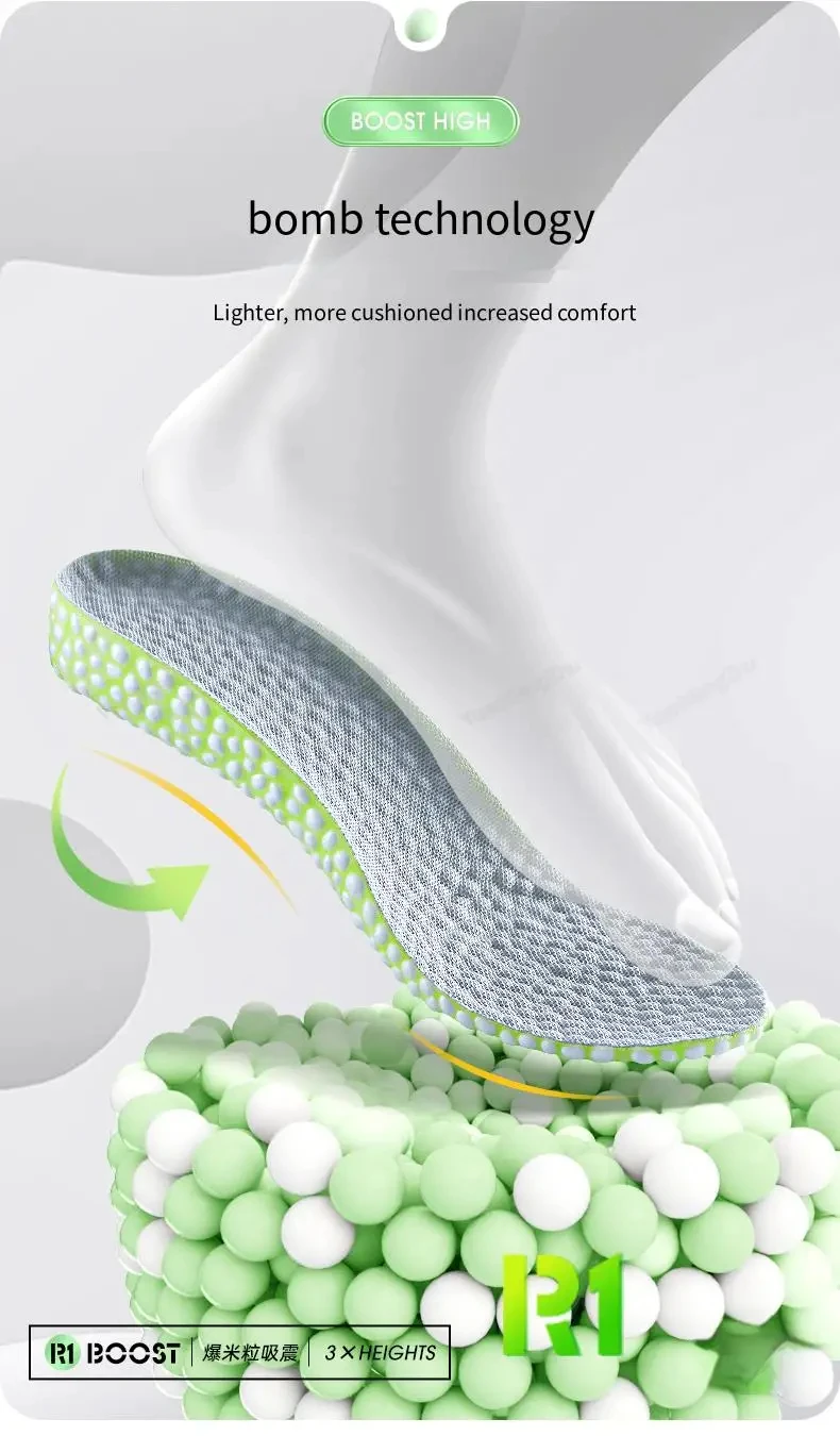 1Pair Boost Height Increase Shoes Insoles Men Women Soft Comfort Running Sports Insole for Feet 1.5/2.5/3.5cm Growing Shoe Pads