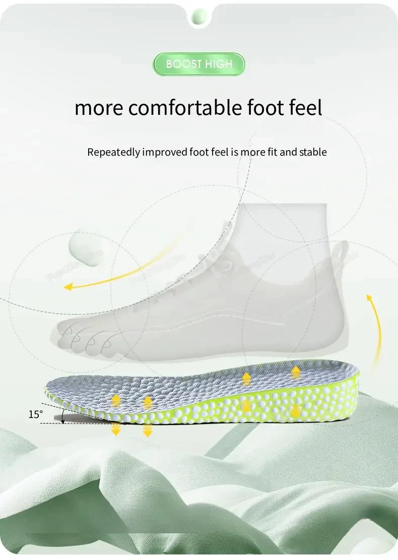 1Pair Boost Height Increase Shoes Insoles Men Women Soft Comfort Running Sports Insole for Feet 1.5/2.5/3.5cm Growing Shoe Pads
