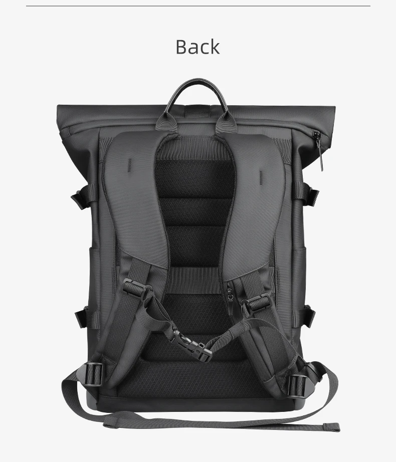 HK Waterproof Roll-Top Backpack for Men Large Capacity Expandable 17 Inch Laptop Bag Leisure Travel Backpack Hiking Camping Bags