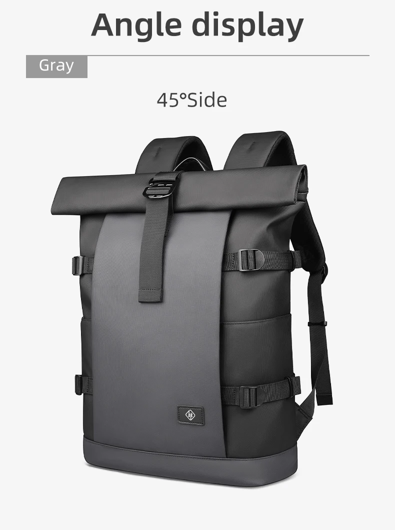 HK Waterproof Roll-Top Backpack for Men Large Capacity Expandable 17 Inch Laptop Bag Leisure Travel Backpack Hiking Camping Bags