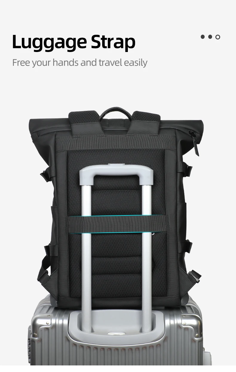 HK Waterproof Roll-Top Backpack for Men Large Capacity Expandable 17 Inch Laptop Bag Leisure Travel Backpack Hiking Camping Bags