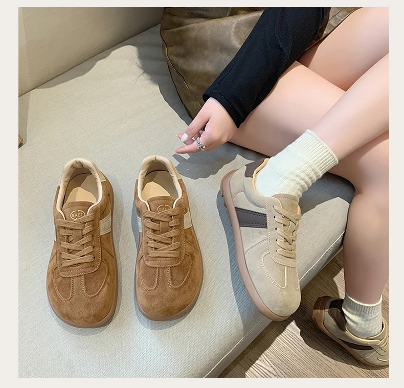 Autumn/Winter Fashion Trend Women's Casual Shoes College Style Wide Toe Soft Comfortable Flat Shoes Outdoor Casual Sports Shoes