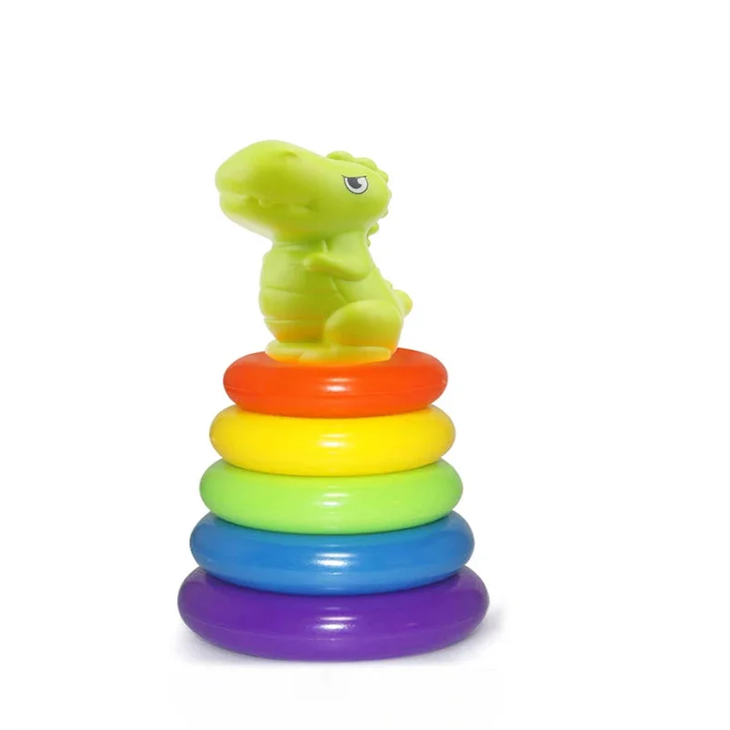 Rainbow Stacking Ring Tower Montessori Educational Baby Toy Pyramid Tower Cup Dinosaur Stacking Toys Beach Pool Toy