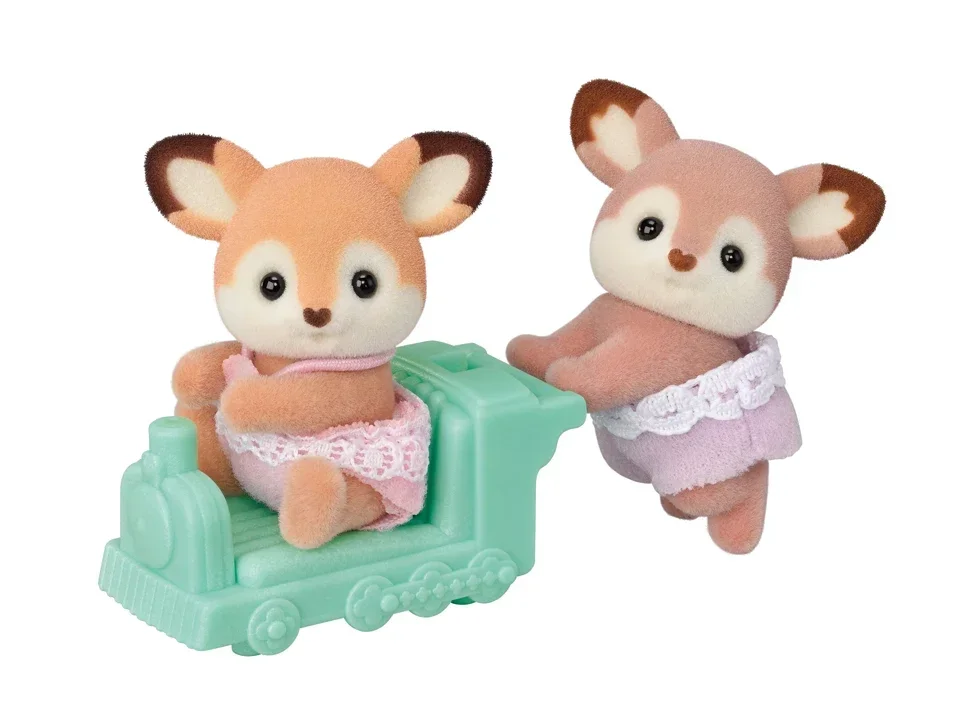 A Set Sylvanian Families Anime Girl Figures Baby Raincoat Deer twins Elk swing Fruit Kawaii Gift For Kid Toys