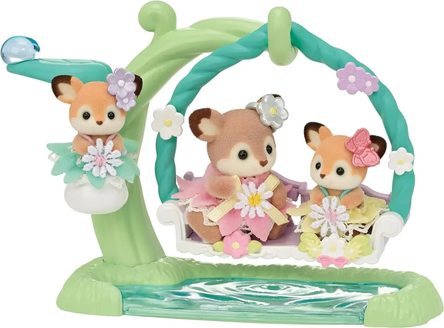 A Set Sylvanian Families Anime Girl Figures Baby Raincoat Deer twins Elk swing Fruit Kawaii Gift For Kid Toys