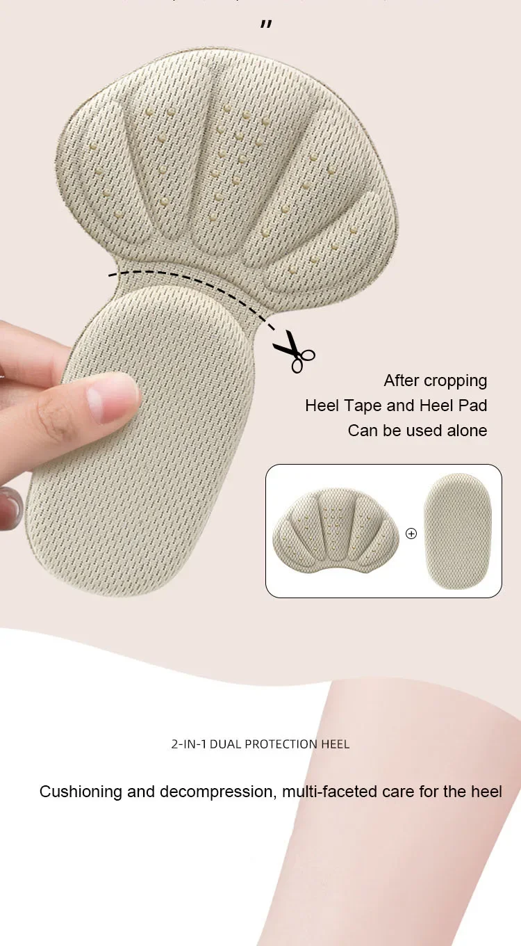 Heel Stickers Sneakers Heel Protection Pads Pain Relief Shoe Size Reducer Half Cushion Heel Inserts T-Shaped Shoe Foot Care Pad