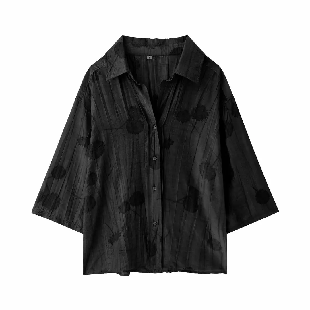 Woman Jacquard Trouser Set V Neck Long Sleeves Shirt Top + Casual Lace Up Elastic Waist Streetwear Women's Wide Leg Pant