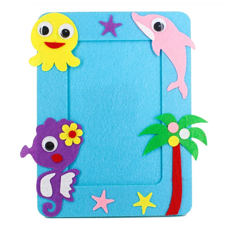 3Pcs/set DIY Cartoon Animal 6 Inch Photo Frame Children Handmade Craft Art Toys for Kids Girl Home Decor Kindergarten Applique