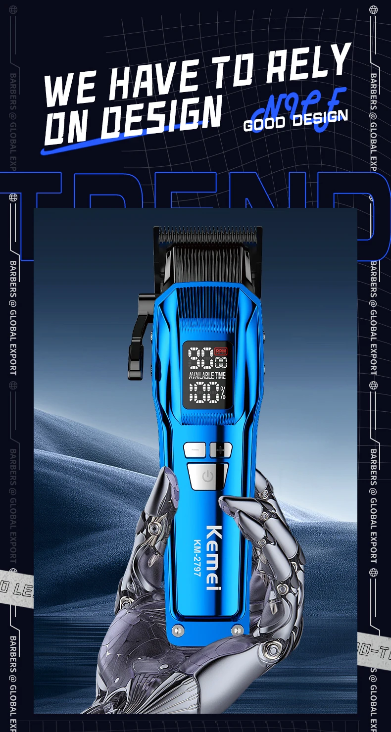 Kemei Trimmer KM-2797 Rechargeable Electric Hair Clippers Set LCD Shaver KM-1112 Dry And Wet Shaving Machine Cordless Kit
