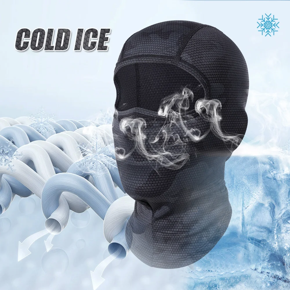 Motorcycle Balaclava Cooling Full Face Mask Summer Breathable Motorbike Riding Hood Neck Cover Motocross Cycling Helmet Headgear