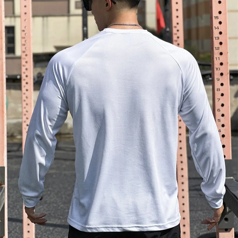 High Quality Autumn Men Long Sleeved T-Shirt Fashion Sport Round Collar Fitness Running Mesh Breathability Training T-Shirt Men