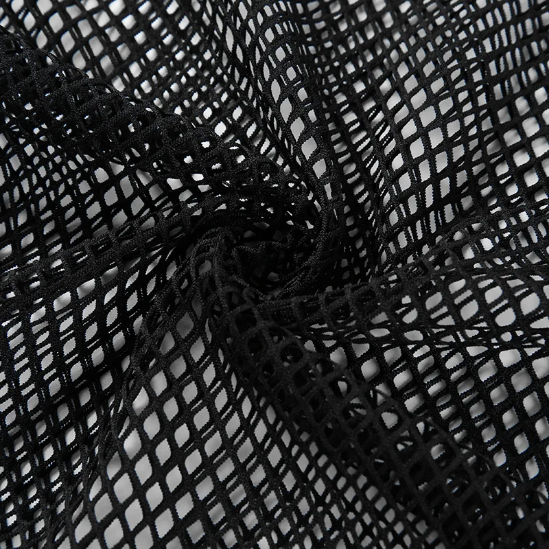 Sexy Black Hollow Out Mesh T-Shirt Female Skinny Crop Top 2024 New Fashion Summer Basic Tops For Women Fishnet Shirt