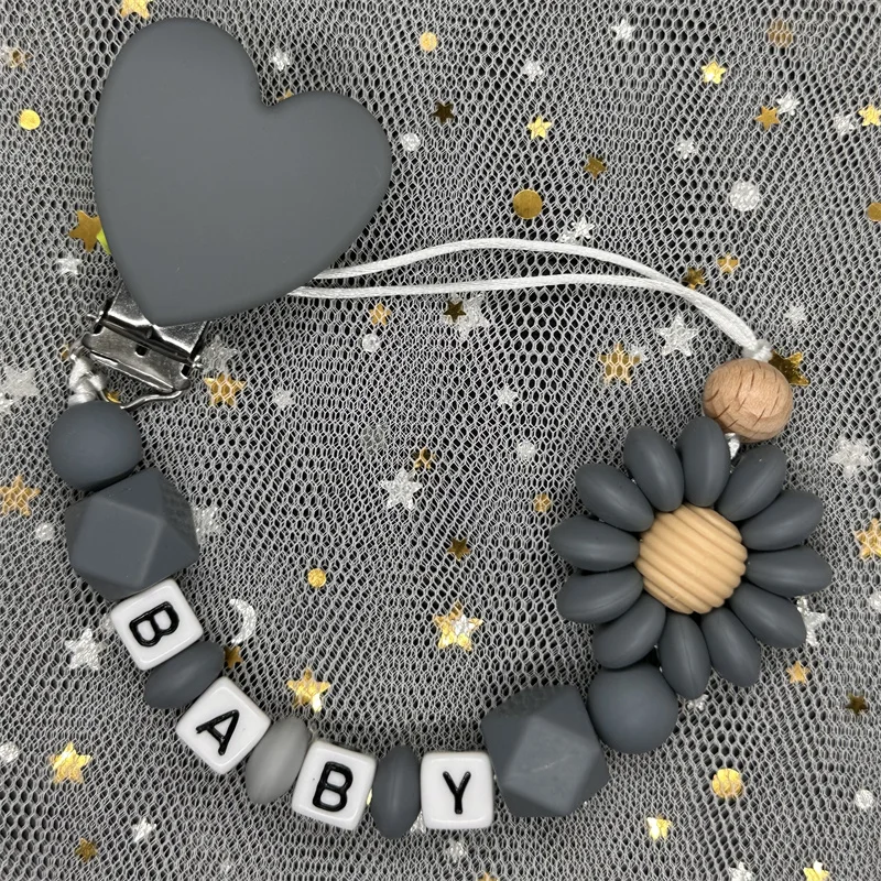 Custom Personalized Name Pacifier Clips BPA Free Silicone Baby Pacifier Clips Colorful Pacifier Chain Holder Teething