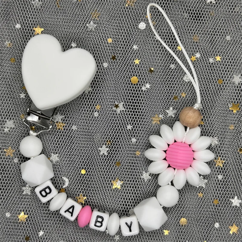 Custom Personalized Name Pacifier Clips BPA Free Silicone Baby Pacifier Clips Colorful Pacifier Chain Holder Teething