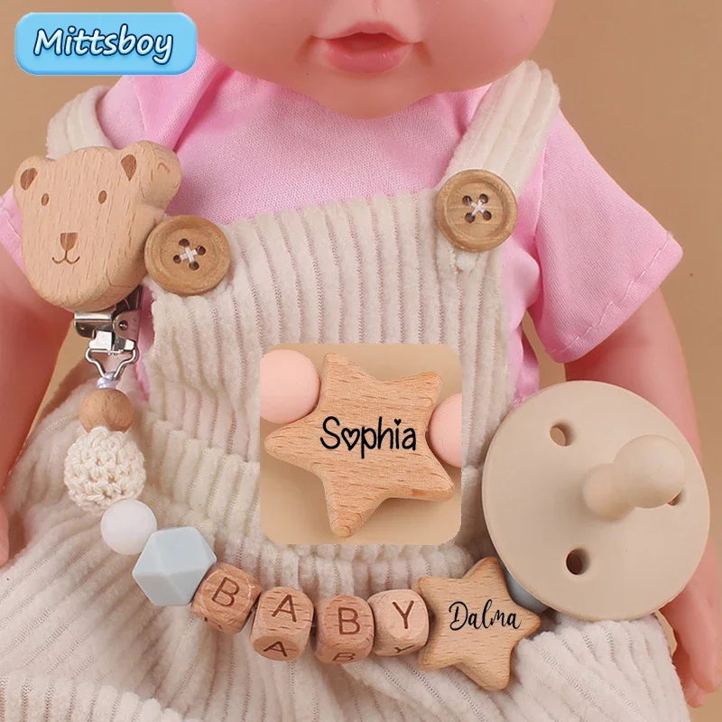 Custom Personalized Name Pacifier Clips BPA Free Silicone Baby Pacifier Clips Colorful Pacifier Chain Holder Teething