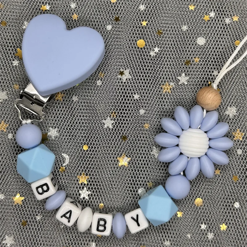 Custom Personalized Name Pacifier Clips BPA Free Silicone Baby Pacifier Clips Colorful Pacifier Chain Holder Teething