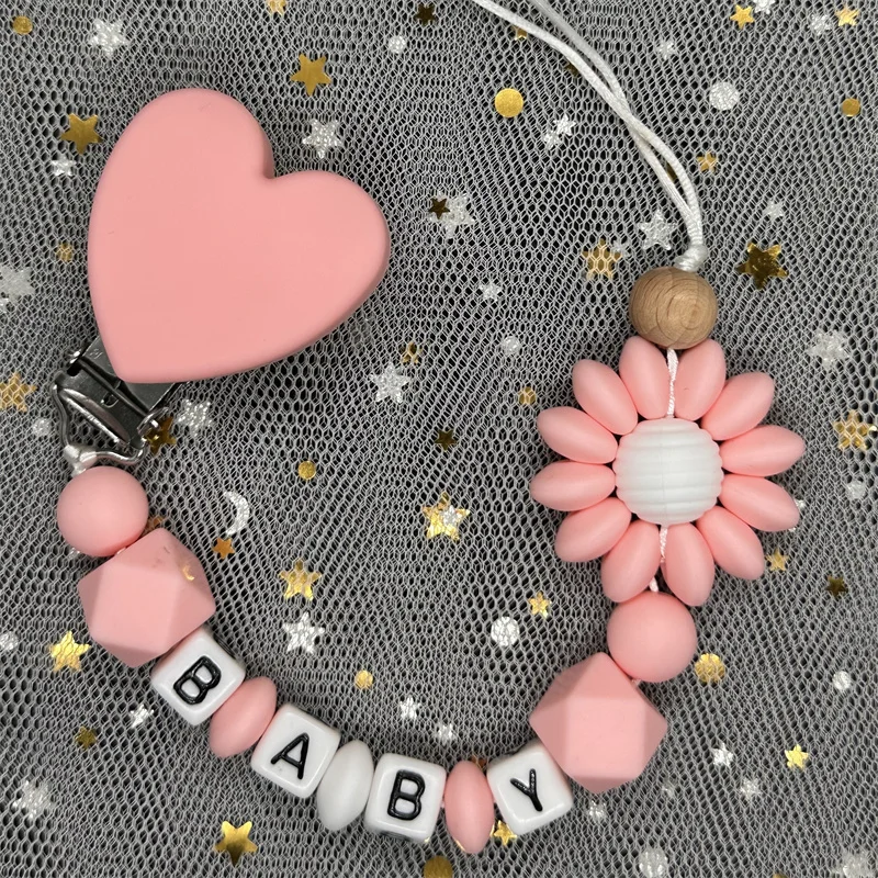 Custom Personalized Name Pacifier Clips BPA Free Silicone Baby Pacifier Clips Colorful Pacifier Chain Holder Teething