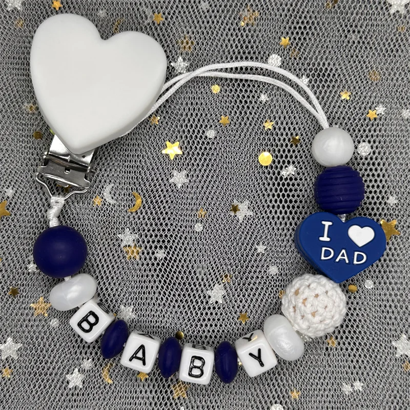 Custom Personalized Name Pacifier Clips BPA Free Silicone Baby Pacifier Clips Colorful Pacifier Chain Holder Teething
