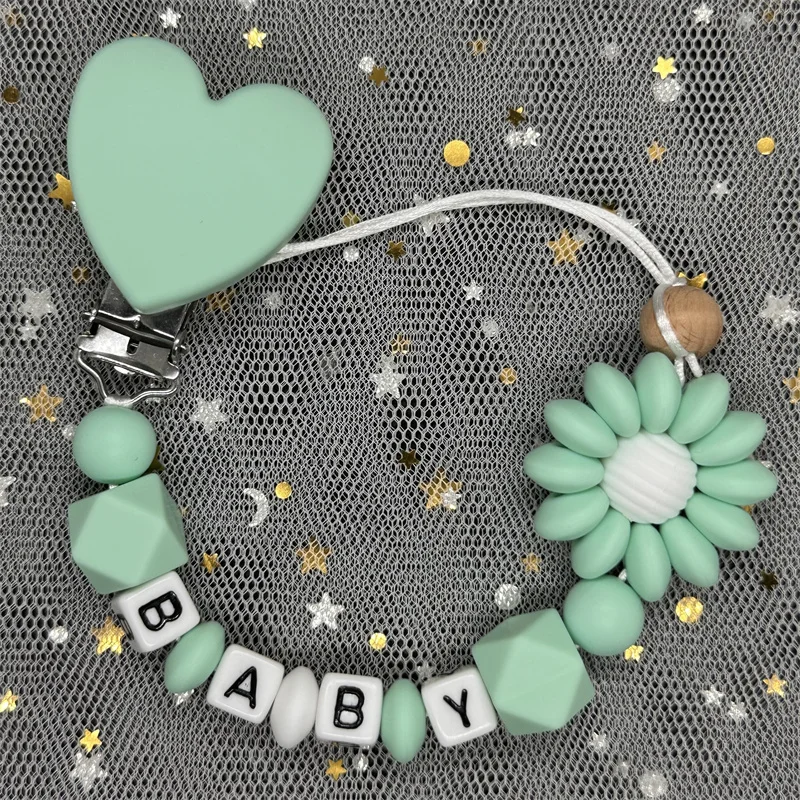 Custom Personalized Name Pacifier Clips BPA Free Silicone Baby Pacifier Clips Colorful Pacifier Chain Holder Teething