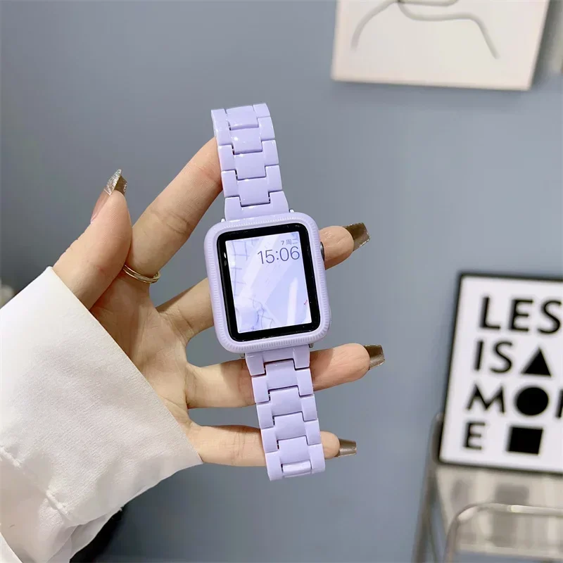 Watch strap+Case+glass For apple watch band 44mm 40mm 38/42mm Candy bracelet iwatch ultra2 49mm serie 9 8 7 6 5 4 3 Se 41mm/45mm