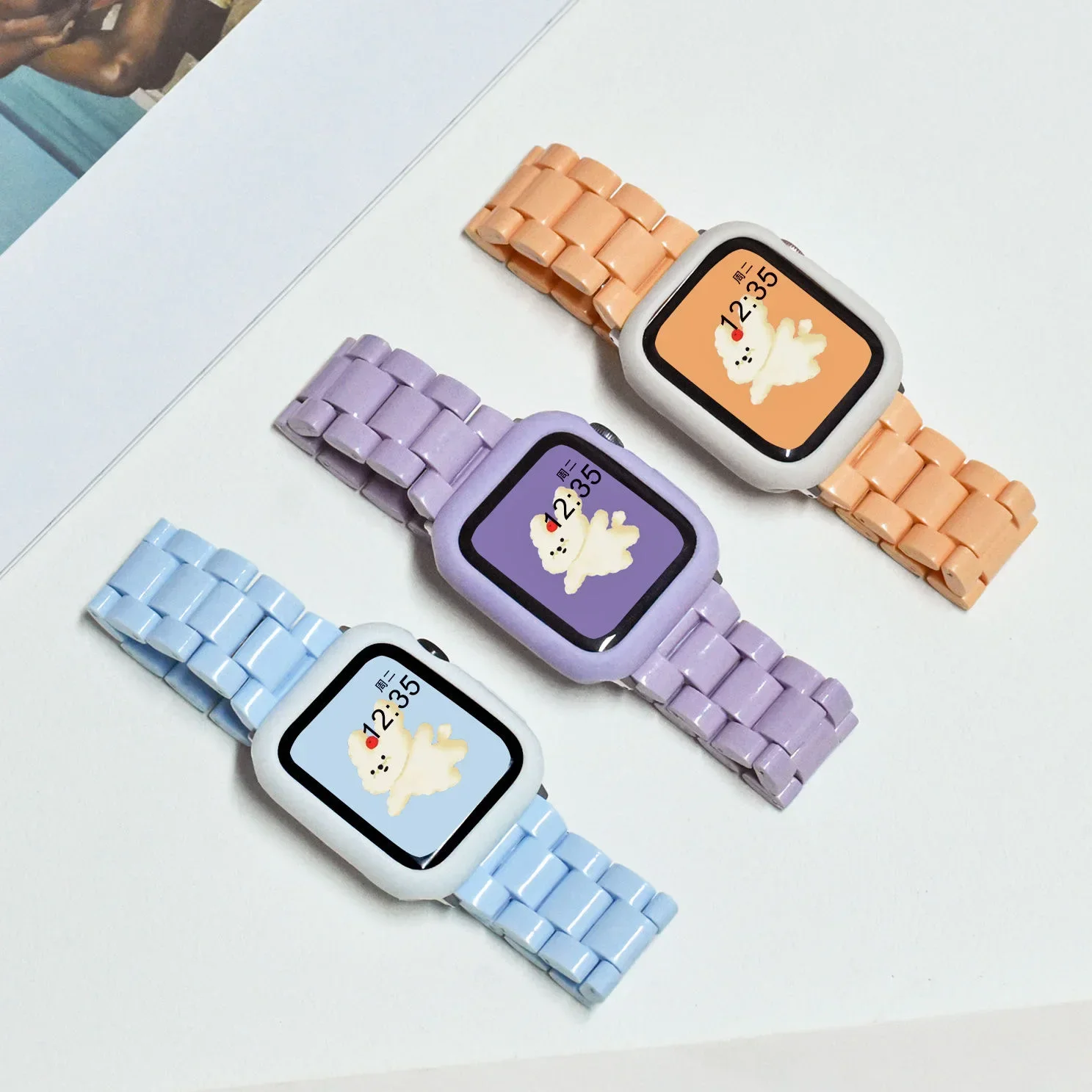 Watch strap+Case+glass For apple watch band 44mm 40mm 38/42mm Candy bracelet iwatch ultra2 49mm serie 9 8 7 6 5 4 3 Se 41mm/45mm
