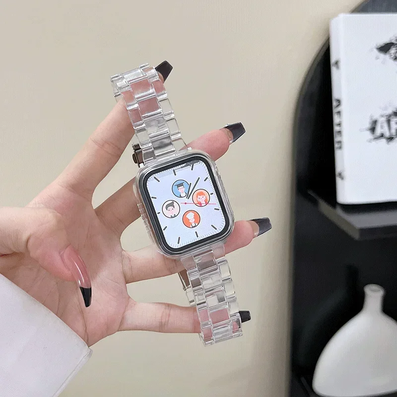 Watch strap+Case+glass For apple watch band 44mm 40mm 38/42mm Candy bracelet iwatch ultra2 49mm serie 9 8 7 6 5 4 3 Se 41mm/45mm
