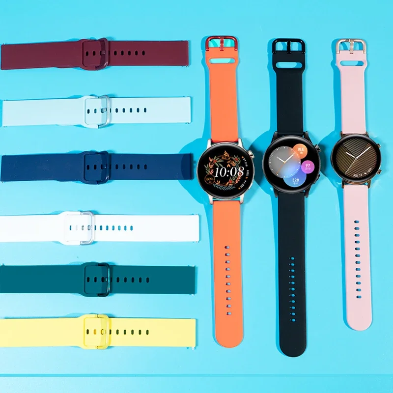 20mm/22mm Silicone band For Amazfit GTS/2/2e/3/4 GTS2 Mini/GTR 4/3/Pro/47mm/GTR2/2e/stratos/3 Bracelet Bip/U/S/lite Watch strap