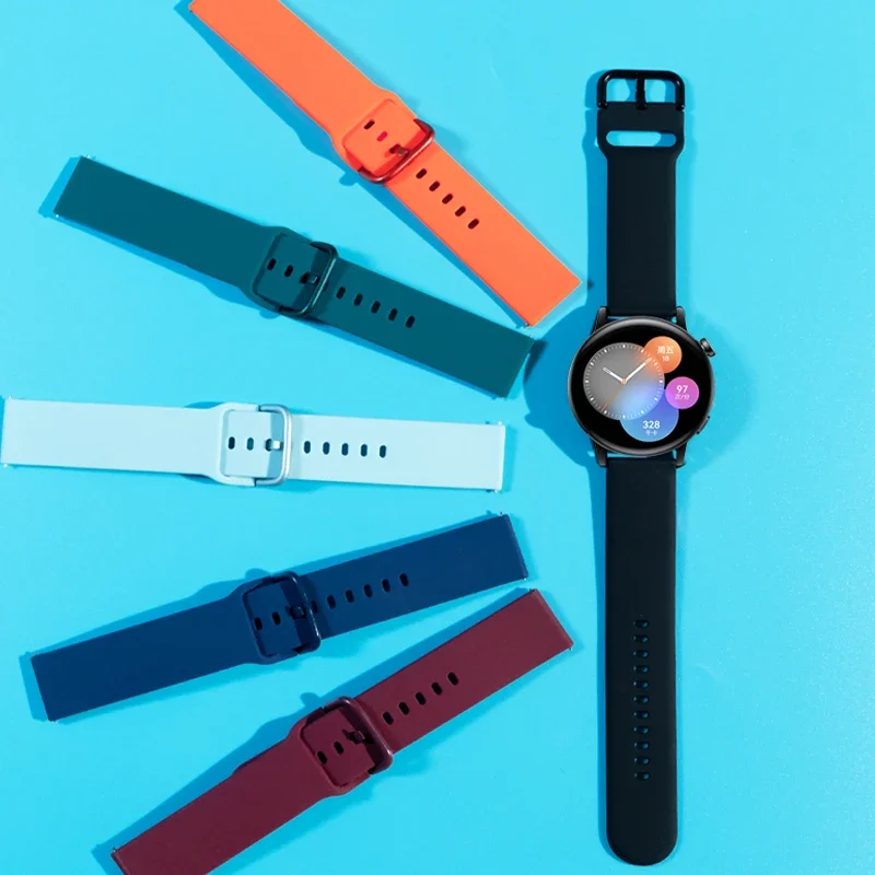 20mm/22mm Silicone band For Amazfit GTS/2/2e/3/4 GTS2 Mini/GTR 4/3/Pro/47mm/GTR2/2e/stratos/3 Bracelet Bip/U/S/lite Watch strap