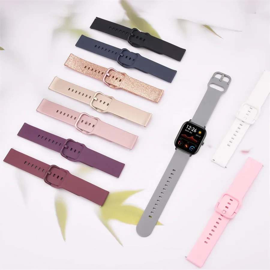 20mm/22mm Silicone band For Amazfit GTS/2/2e/3/4 GTS2 Mini/GTR 4/3/Pro/47mm/GTR2/2e/stratos/3 Bracelet Bip/U/S/lite Watch strap