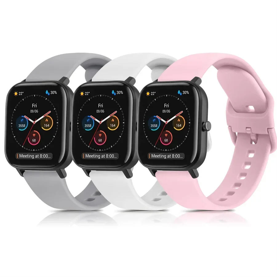 20mm/22mm Silicone band For Amazfit GTS/2/2e/3/4 GTS2 Mini/GTR 4/3/Pro/47mm/GTR2/2e/stratos/3 Bracelet Bip/U/S/lite Watch strap