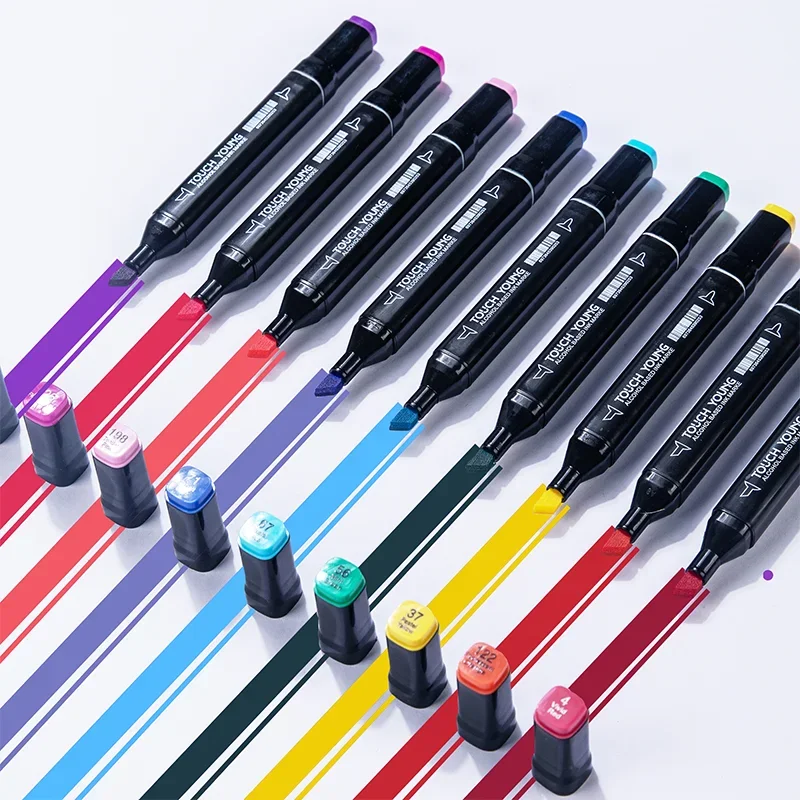 24-80 Colors Artist Double Headed Art Marker Pen Graffiti Manga Sketch Based Soft Brush For School Markers Art Supplies