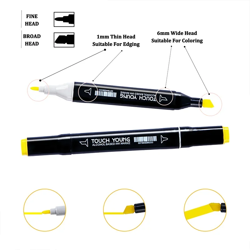 24-80 Colors Artist Double Headed Art Marker Pen Graffiti Manga Sketch Based Soft Brush For School Markers Art Supplies