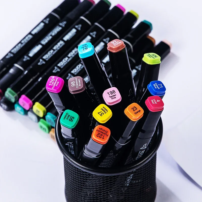 24-80 Colors Artist Double Headed Art Marker Pen Graffiti Manga Sketch Based Soft Brush For School Markers Art Supplies