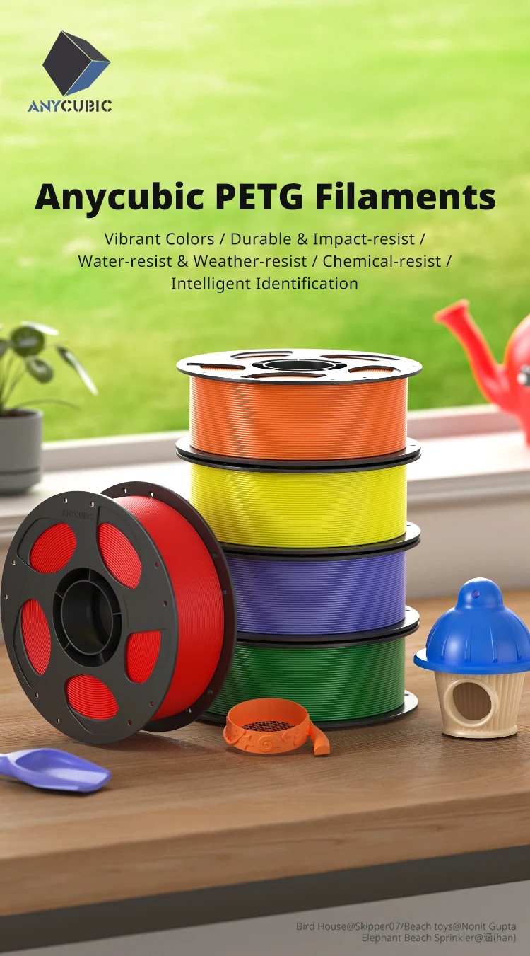 ANYCUBIC Filament PETG 3D Printer Filament 1kg/Roll Multicolor 1.75mm Plastic 3D Printing For Kobra 3 Combo S1C for 3D Printer