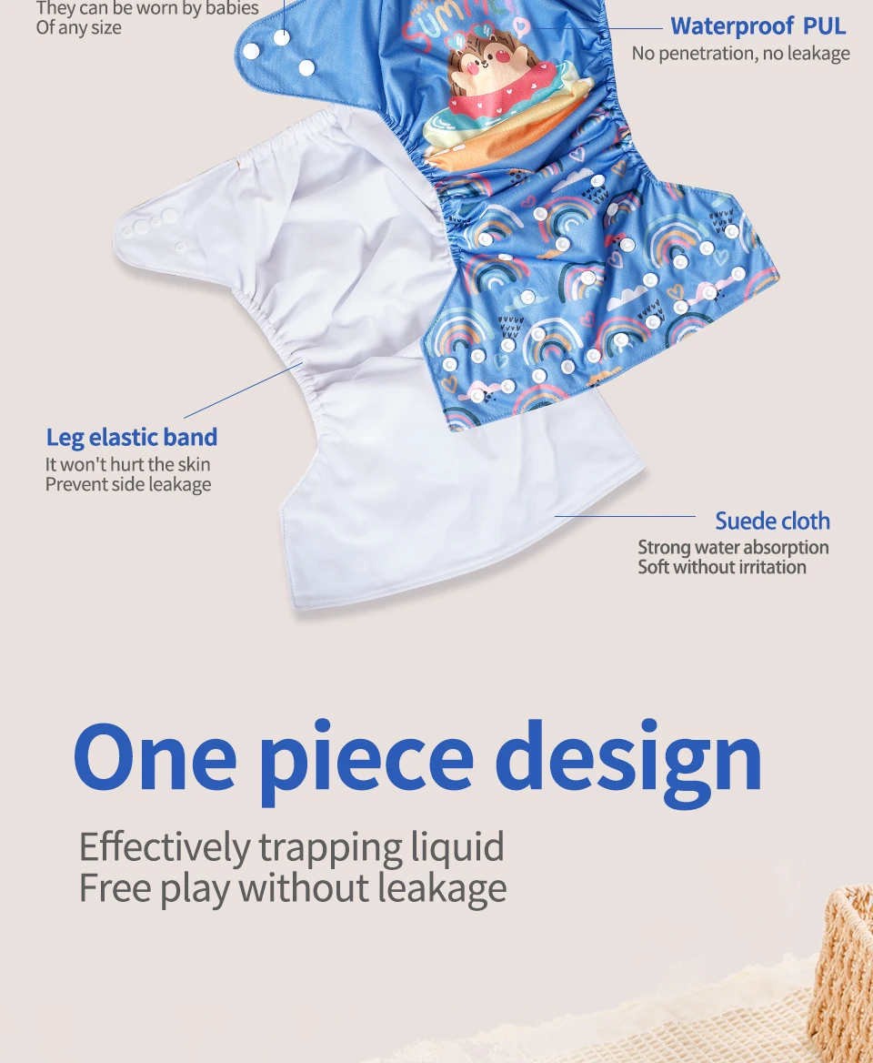 HappyFlute New One Piece Design 3-15KG Baby Soft Suede Cloth Inner Can Be Adjustable &Reusable Diaper Pocket Baby Cloth Diaper