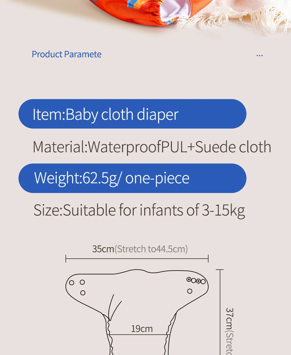 HappyFlute New One Piece Design 3-15KG Baby Soft Suede Cloth Inner Can Be Adjustable &Reusable Diaper Pocket Baby Cloth Diaper