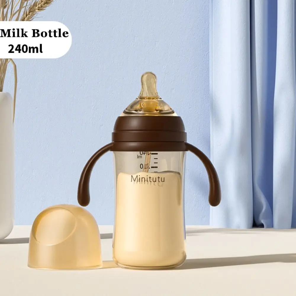 High capacity 240ml/300ml Straw Cup PP Material 5CM Wide Neck Nursing Bottle Anti-Colic BPA Free Milk Bottle Baby Kids