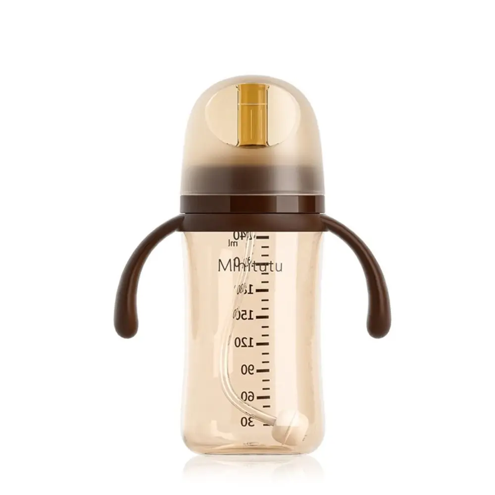 High capacity 240ml/300ml Straw Cup PP Material 5CM Wide Neck Nursing Bottle Anti-Colic BPA Free Milk Bottle Baby Kids