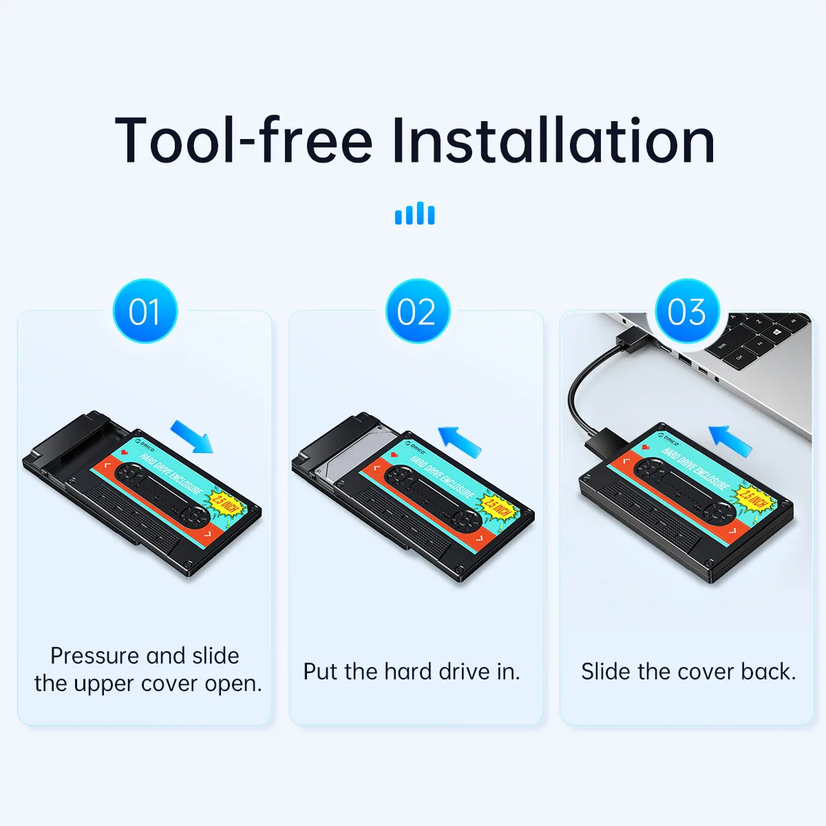 ORICO 2.5'' HDD Enclosure SATA to USB3.0 External Hard Drive Case for SSD Disk HDD Box Type C 3.0 Case HD External HDD Enclosure