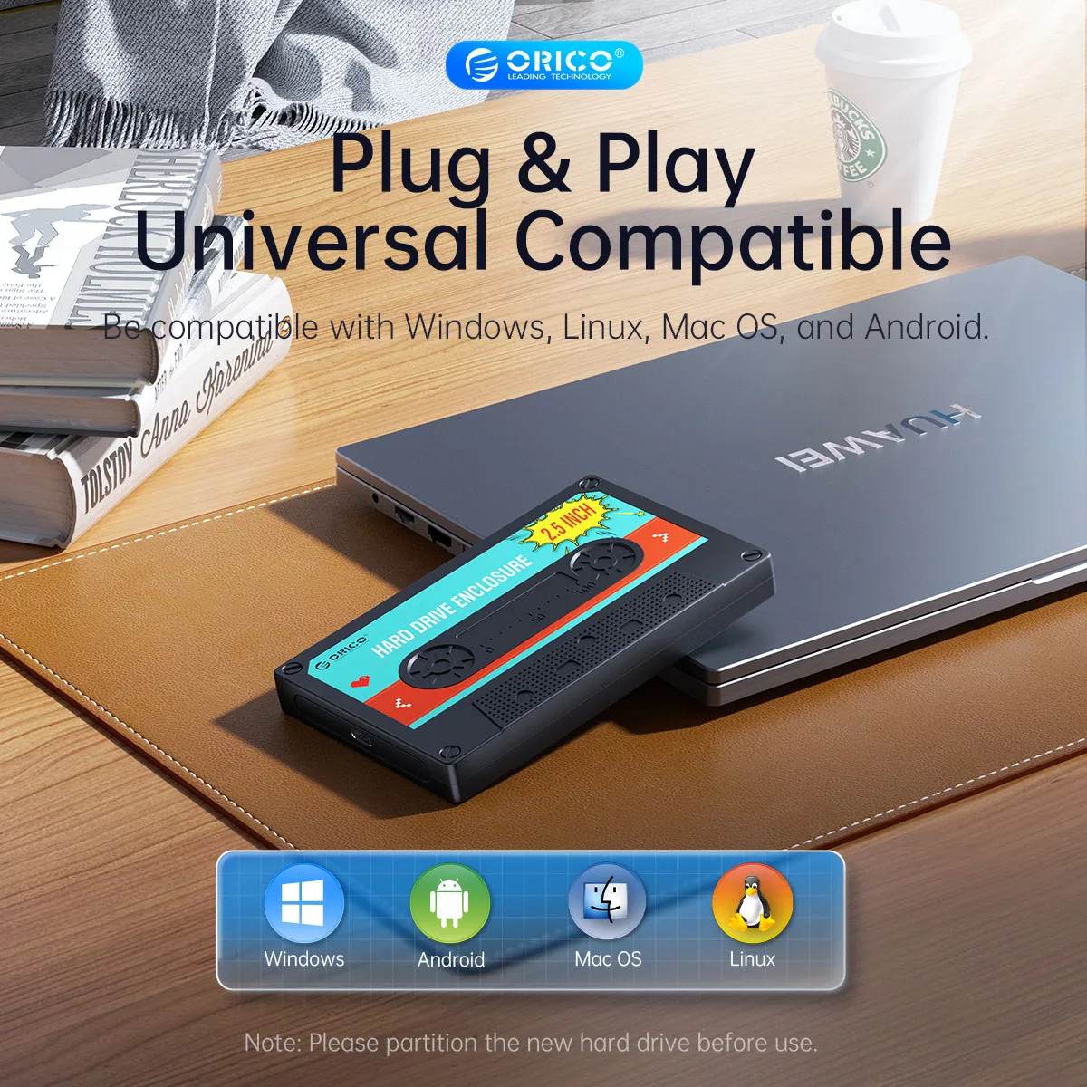 ORICO 2.5'' HDD Enclosure SATA to USB3.0 External Hard Drive Case for SSD Disk HDD Box Type C 3.0 Case HD External HDD Enclosure