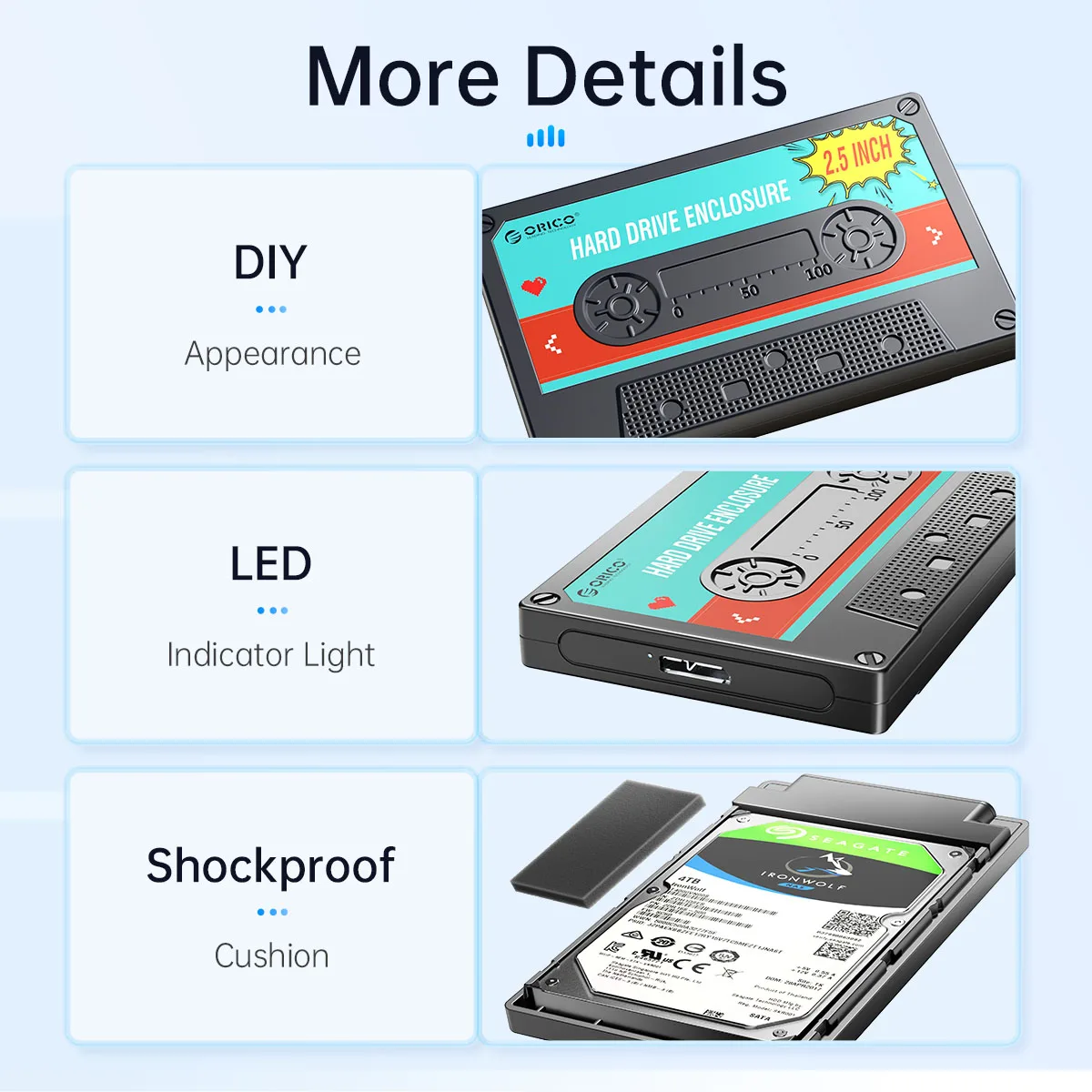 ORICO 2.5'' HDD Enclosure SATA to USB3.0 External Hard Drive Case for SSD Disk HDD Box Type C 3.0 Case HD External HDD Enclosure