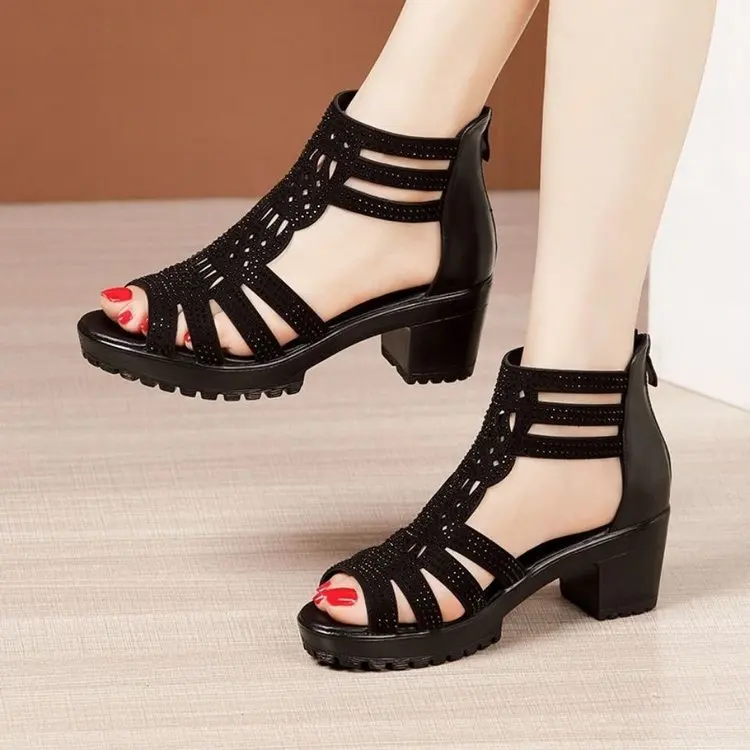 New Women's Fish Mouth Shoes Wedges Hollow Out Anti slip Sandals Ladies Casual Low Heel Sandals Fashion open toe Mujer Footwear