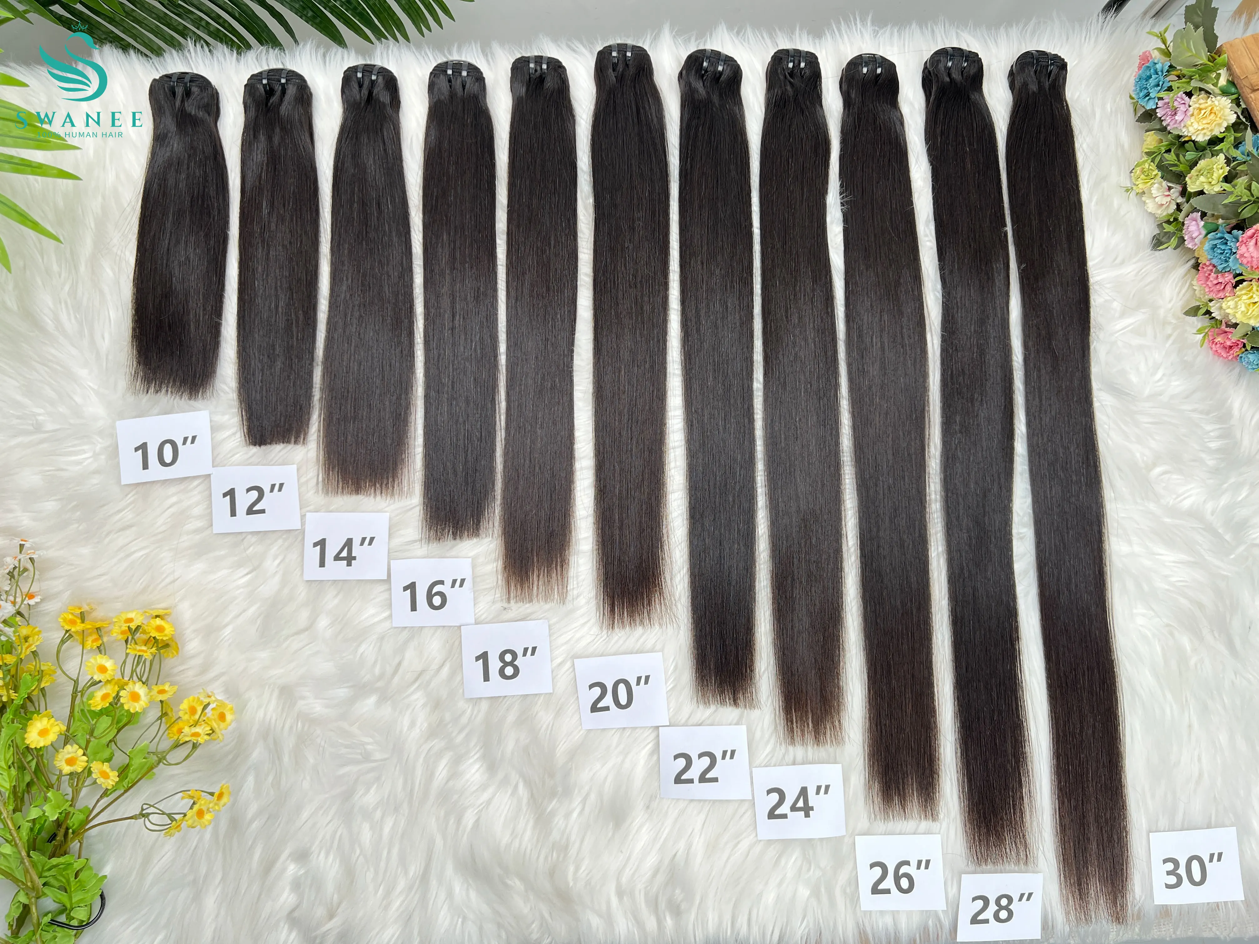 16A Raw Virgin Bone Straight 100% Human Hair Bundles Double Weft Unprocessed Vietnamese Hair Extensions 10-36 inch Natural Black