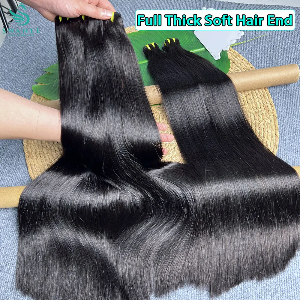 16A Raw Virgin Bone Straight 100% Human Hair Bundles Double Weft Unprocessed Vietnamese Hair Extensions 10-36 inch Natural Black