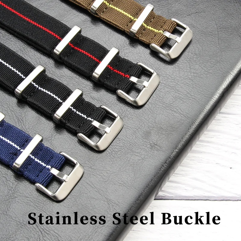 Elastic Nylon Watchband 60s French Troops Parachute Bag Nato Strap 18mm 20mm 22mm Smartwatch Outdoor Sport waterproof bracelet