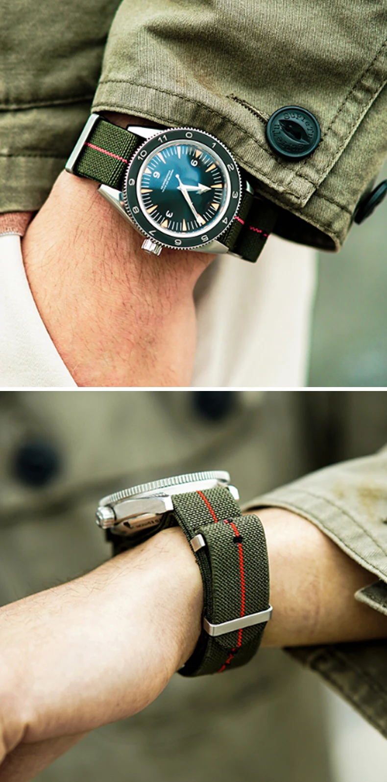 Elastic Nylon Watchband 60s French Troops Parachute Bag Nato Strap 18mm 20mm 22mm Smartwatch Outdoor Sport waterproof bracelet