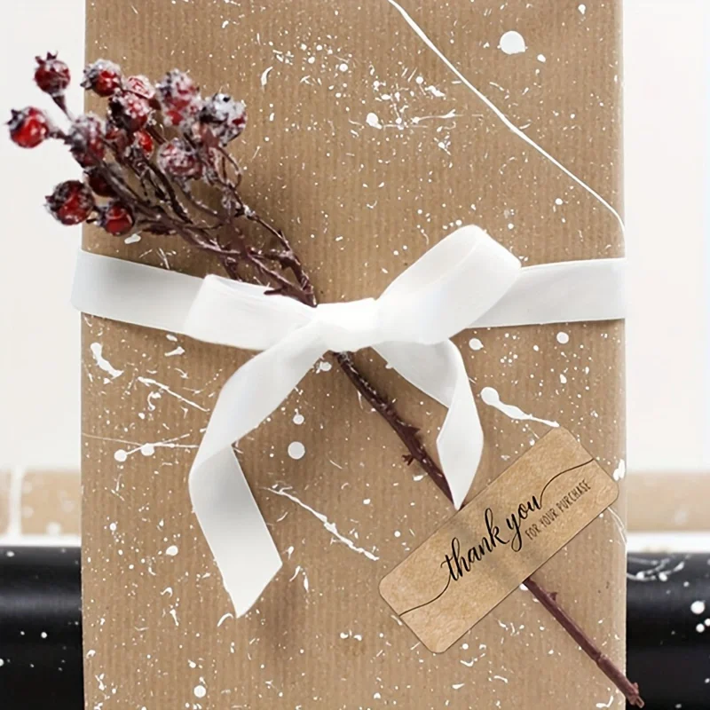 Hank You for Your Order Stickers Kraft Paper Sealing Stickers Rectangular Stickers for Shop Bakery Thank Customers Gifts